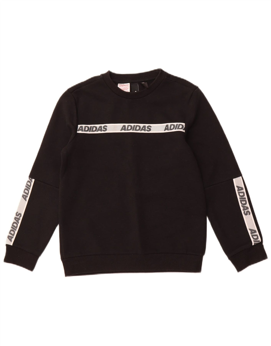 ADIDAS Meninos Graphic Sweatshirt Jumper 11-12 Anos Preto Colorblock Algodão
