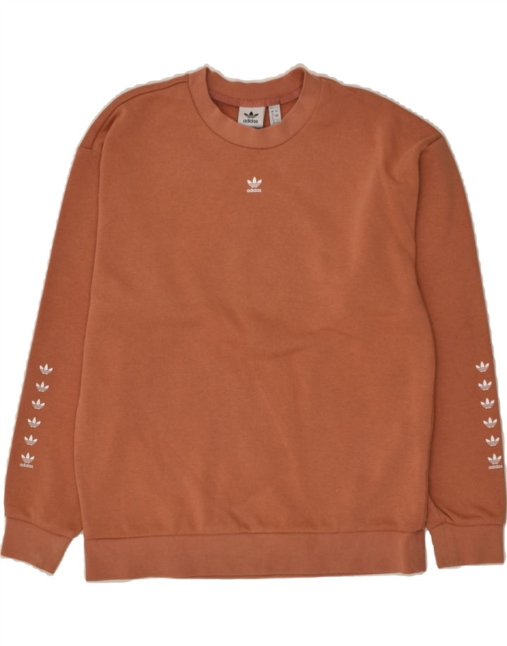 ADIDAS Womens Graphic Sweatshirt Jumper UK 4 XS Brown Cotton | Vintage Adidas | Thrift | Second-Hand Adidas | Used Clothing | Messina Hembry 