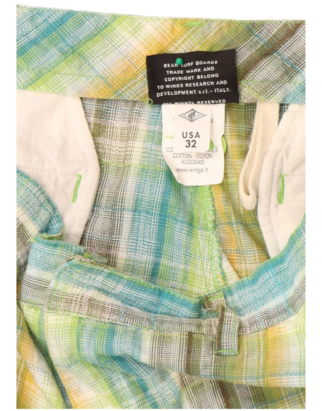 Bear Mens Cargo Shorts W32 Médio Multicolorido Xadrez Algodão