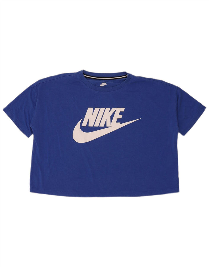 Camiseta Nike Feminina Crop Oversized Graphic Top UK 10 Pequeno Azul Modal