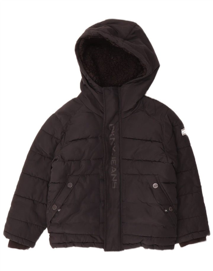 Jaqueta acolchoada com capuz gráfico Dkny Boys 5-6 anos poliéster preto