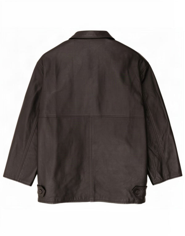 Jaqueta de couro masculina vintage IT 52 XL preta