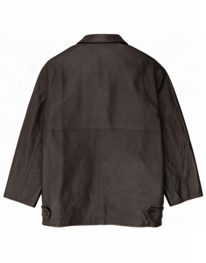 Jaqueta de couro masculina vintage IT 52 XL preta