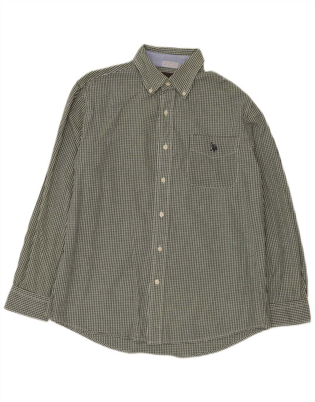 ASSN POLO DOS EUA. Camisa masculina algodão guingão verde médio