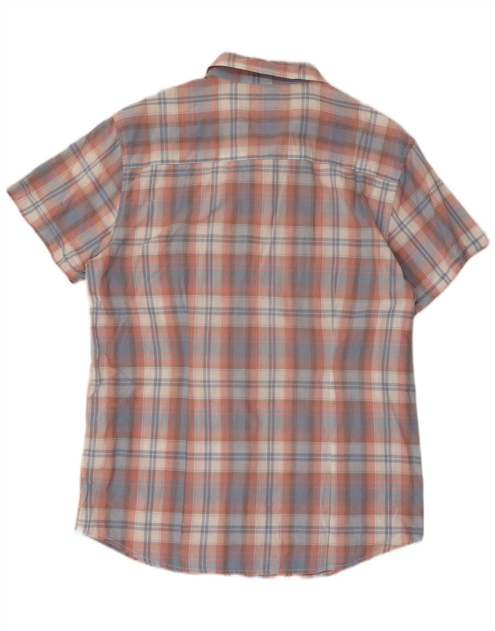 Camisa masculina Wrangler de manga curta slim XL azul xadrez algodão