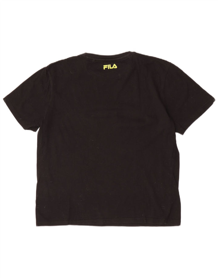 Fila Mens Graphic T-Shirt Top Médio Algodão Preto