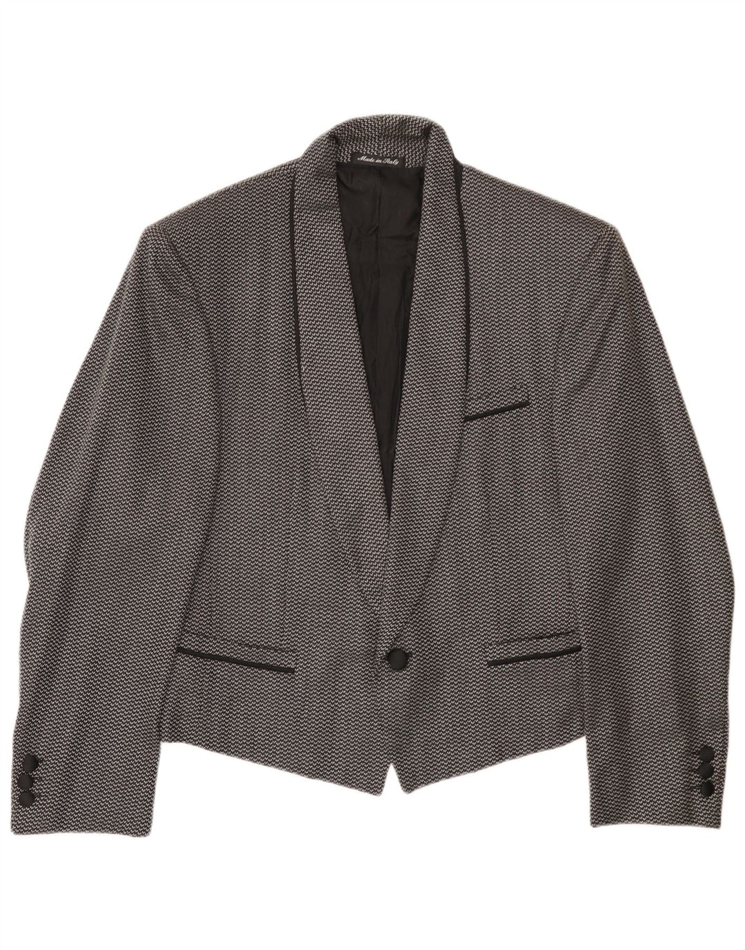 Jaqueta blazer masculina Pal Zileri com 1 botão IT 44 XS lã manchada preta