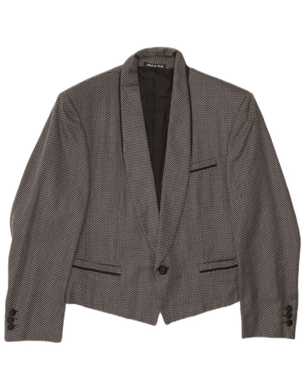 Jaqueta blazer masculina Pal Zileri com 1 botão IT 44 XS lã manchada preta