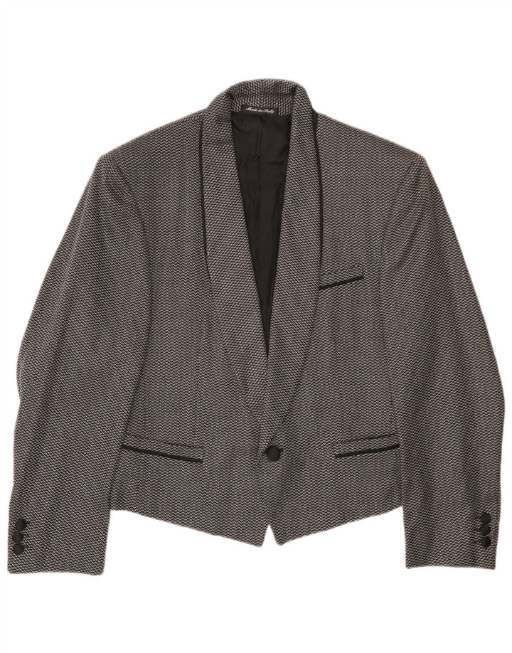 Jaqueta blazer masculina Pal Zileri com 1 botão IT 44 XS lã manchada preta