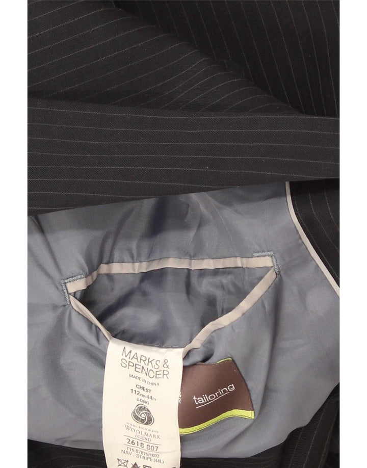 Jaqueta Blazer Longa Masculina Marks & Spencer Reino Unido 44 XL Riscas Azul Marinho