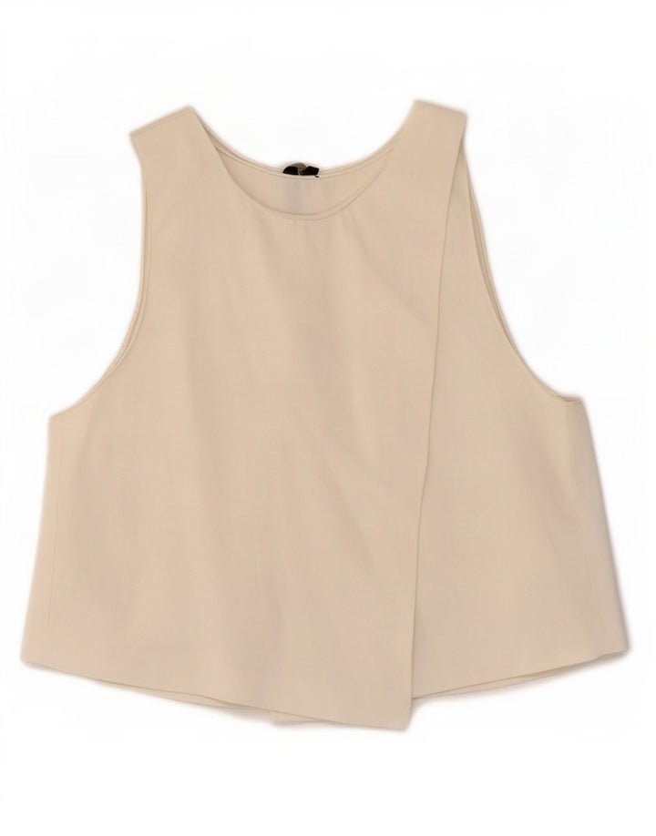 Blusa feminina sem mangas Zara Top UK 12 médio off white viscose