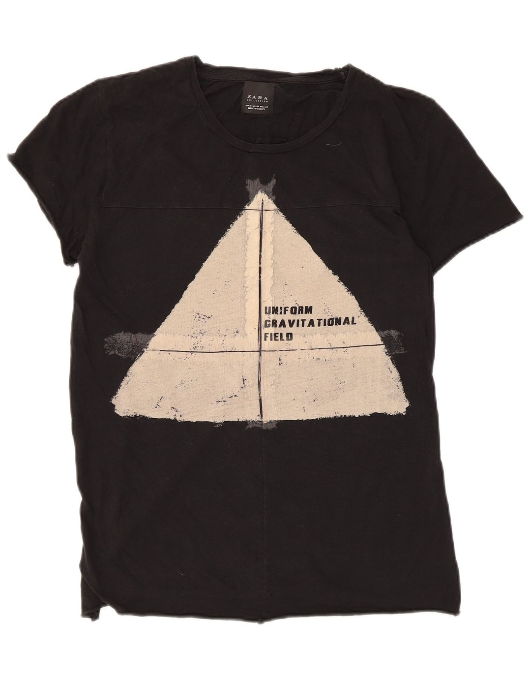 Camiseta feminina Zara com estampa gráfica UK 12 médio preto