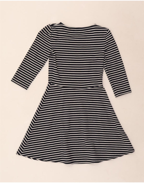 Vestido feminino Jack Wills manga 3/4 linha A Reino Unido 8 pequeno listrado azul marinho