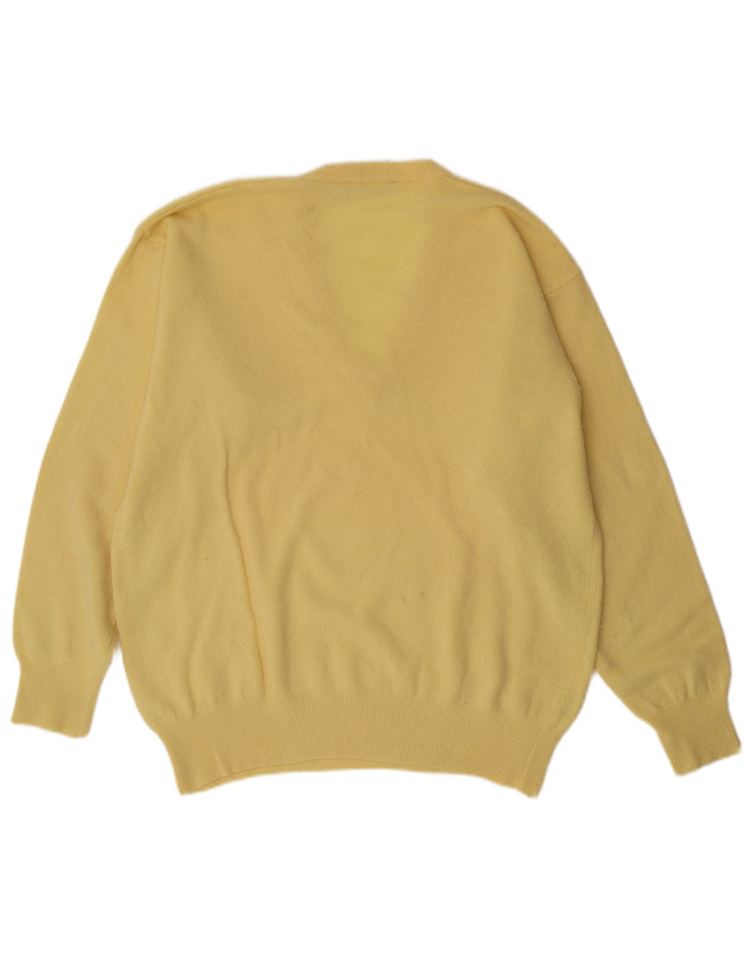 Suéter masculino VINTAGE com decote em V IT 52 grande lã amarela