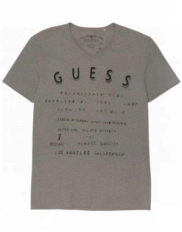 Guess Camiseta masculina gráfica top grande algodão cinza