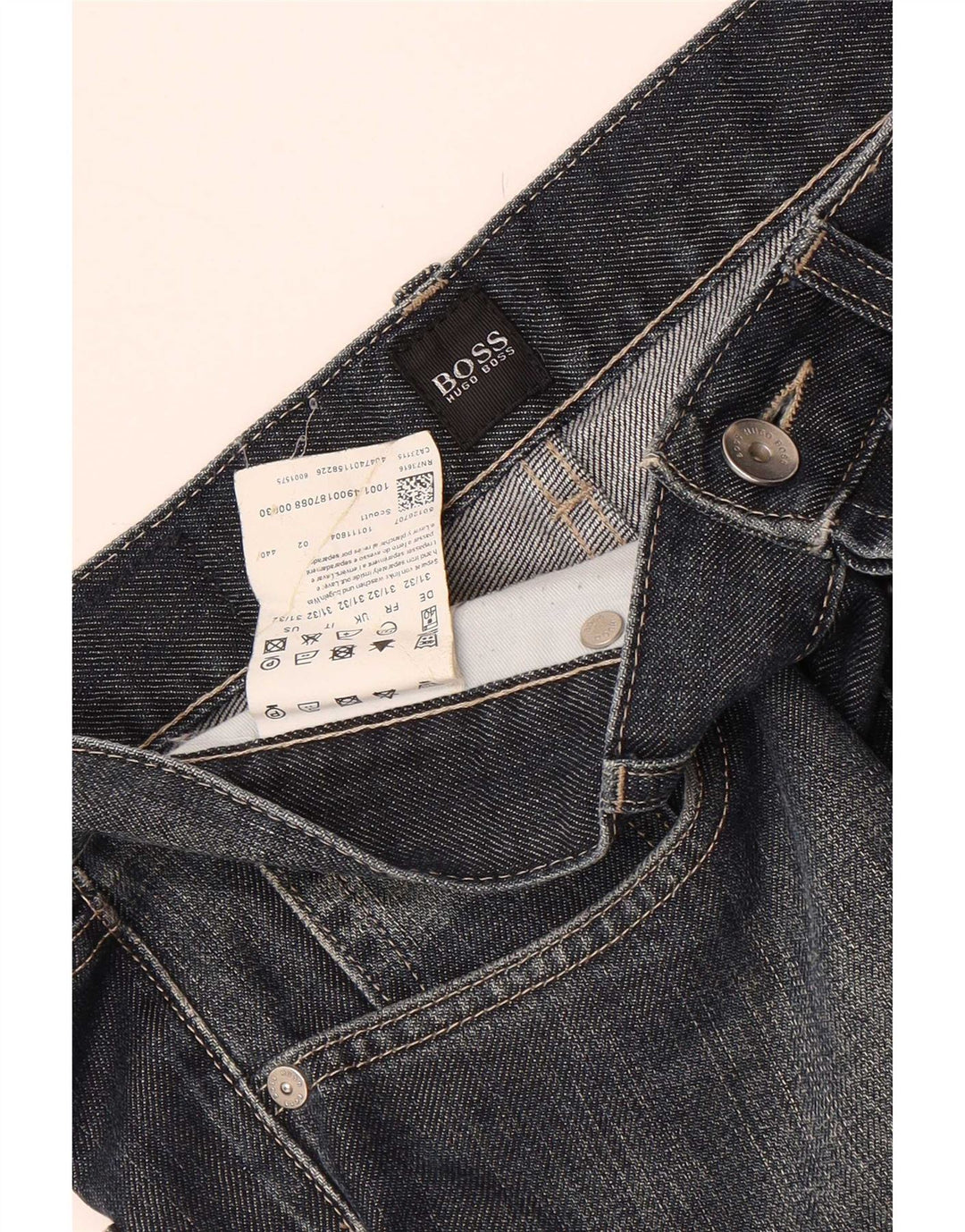 Hugo Boss Mens Straight Jeans W31 L32 Azul Marinho Algodão