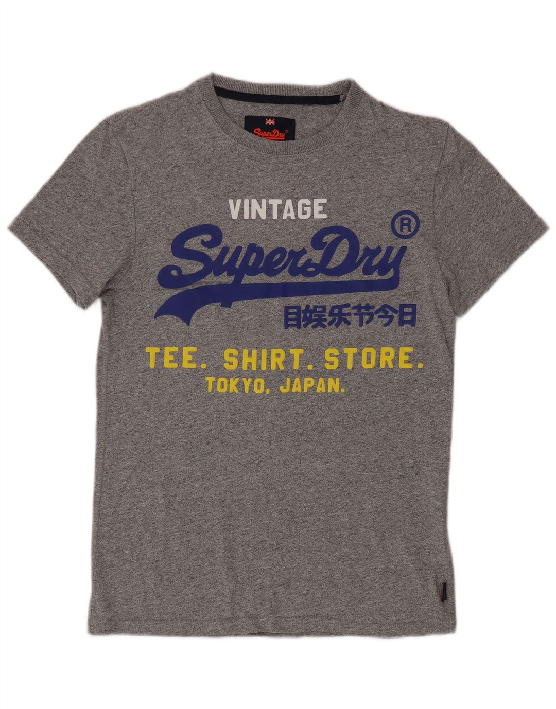 Superdry camiseta masculina gráfica top pequeno algodão manchado cinza