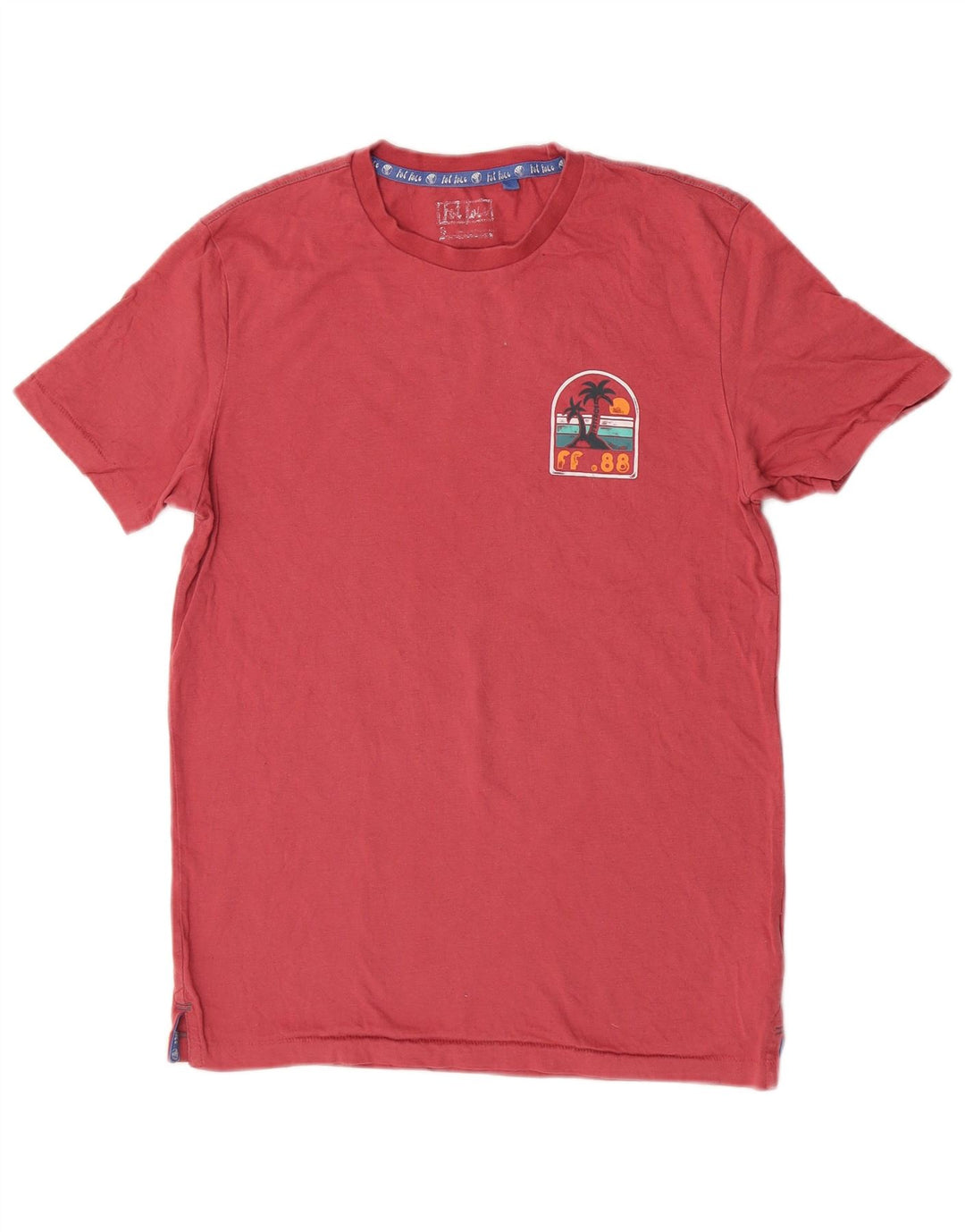 Camiseta gráfica masculina Fat Face Top pequeno algodão rosa praia