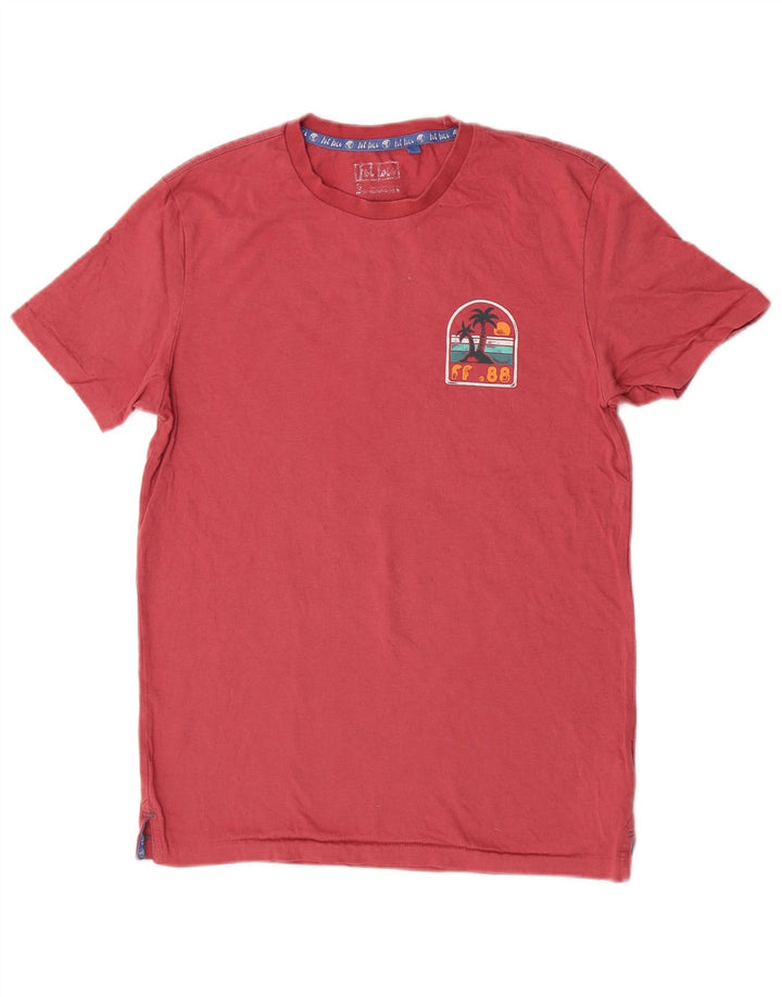 Camiseta gráfica masculina Fat Face Top pequeno algodão rosa praia