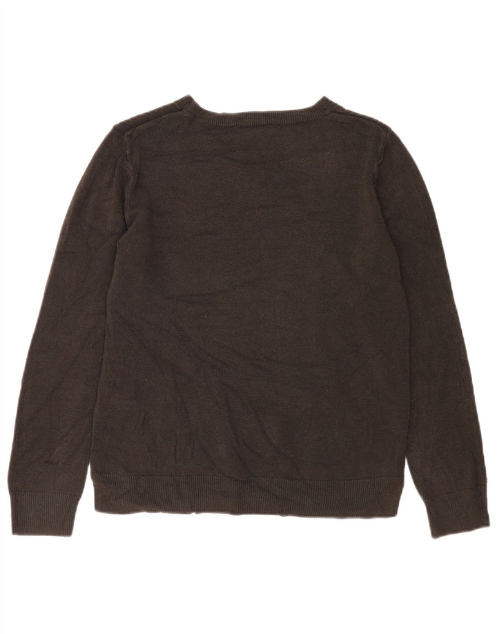Suéter feminino Marks & Spencer com gola canoa Reino Unido 14 acrílico marrom médio
