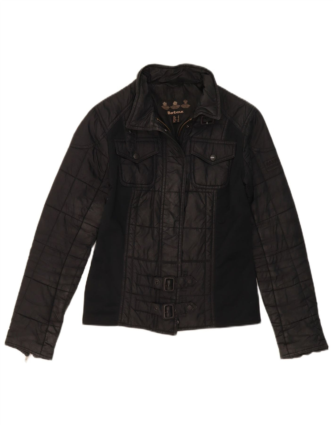 Jaqueta acolchoada feminina BARBOUR UK 12 poliamida preta média
