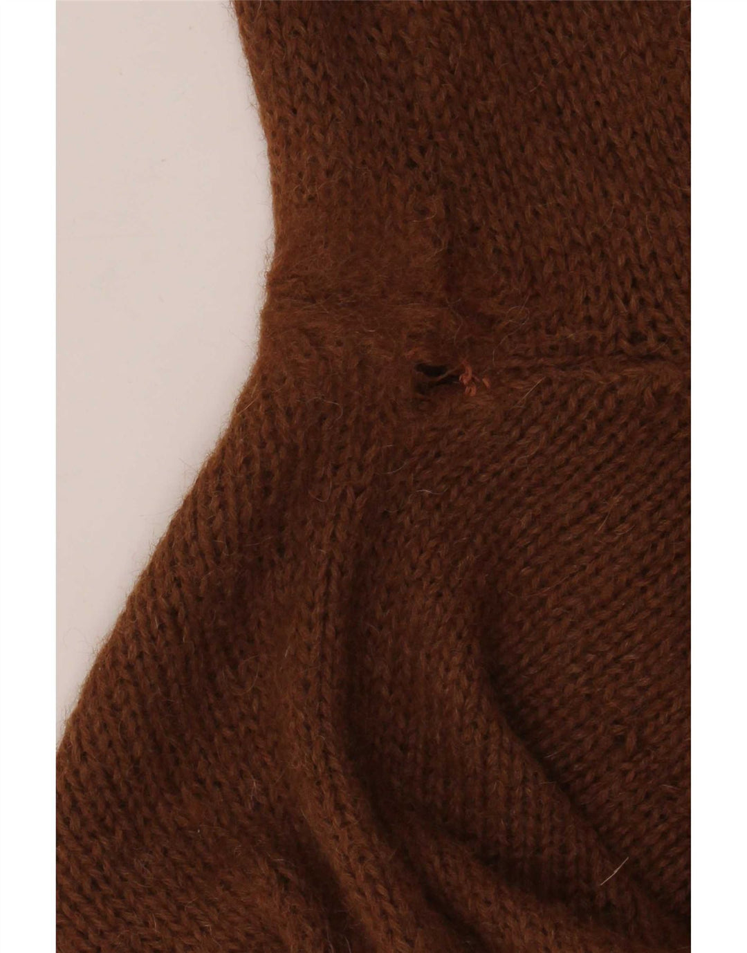 Suéter feminino vintage com gola redonda Reino Unido 12 marrom médio