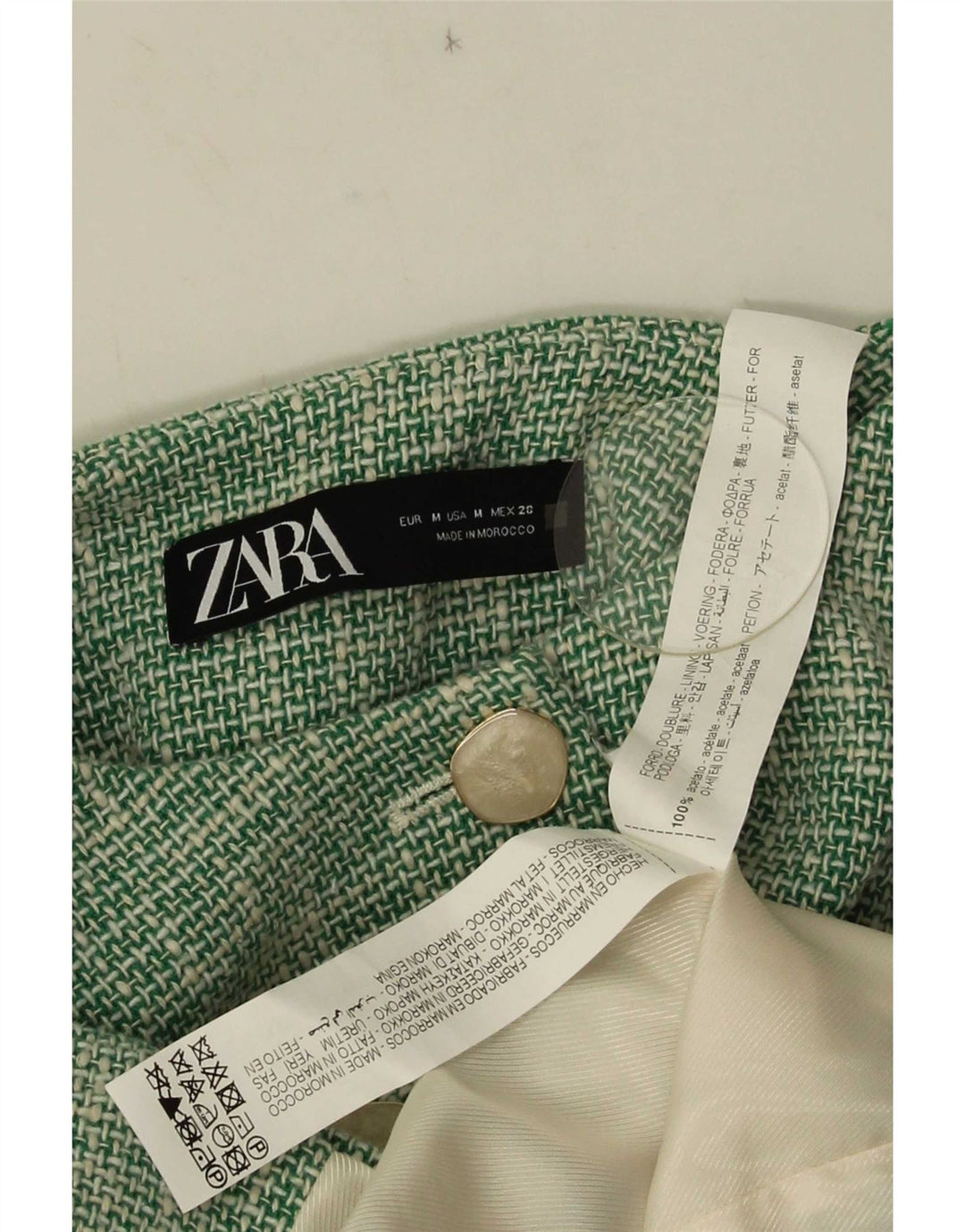 Zara Womens 3 Button Crop Blazer Jacket Reino Unido 14 Médio Verde Acetato