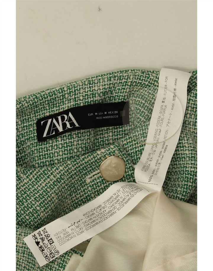 Zara Womens 3 Button Crop Blazer Jacket Reino Unido 14 Médio Verde Acetato