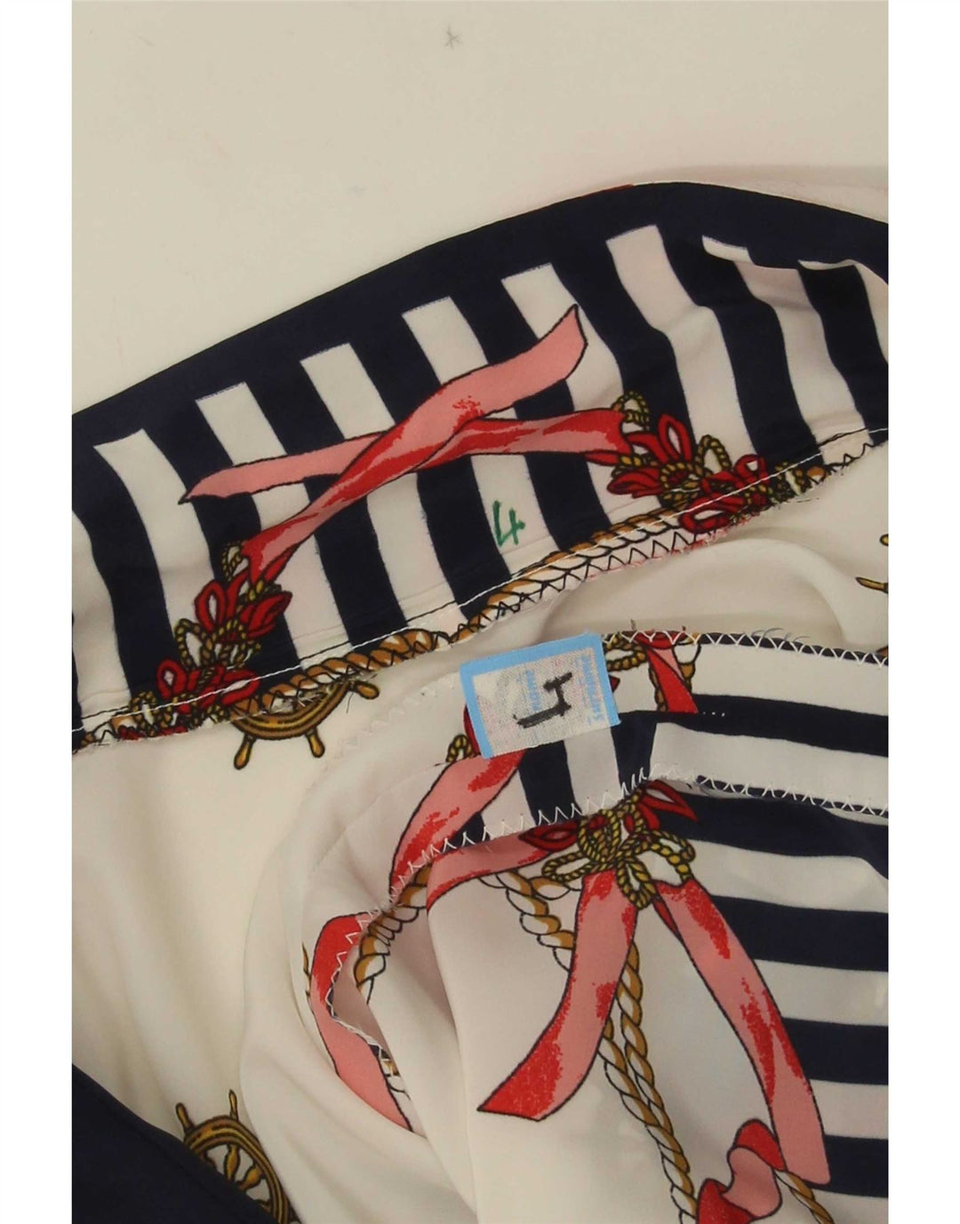 Blusa feminina vintage oversized com padrão abstrato US 4 pequena branca