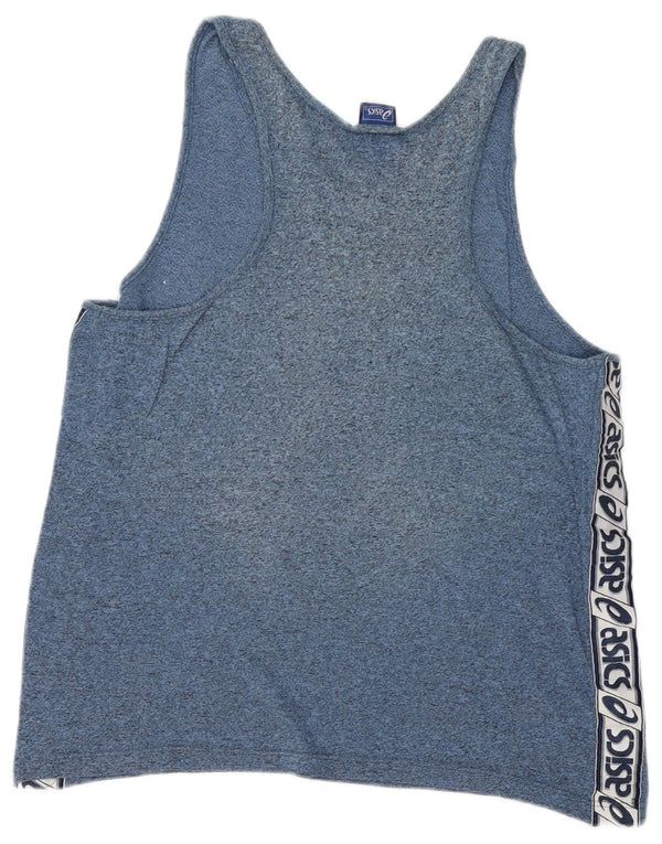 Colete gráfico feminino ASICS Top UK 14 grande algodão manchado azul