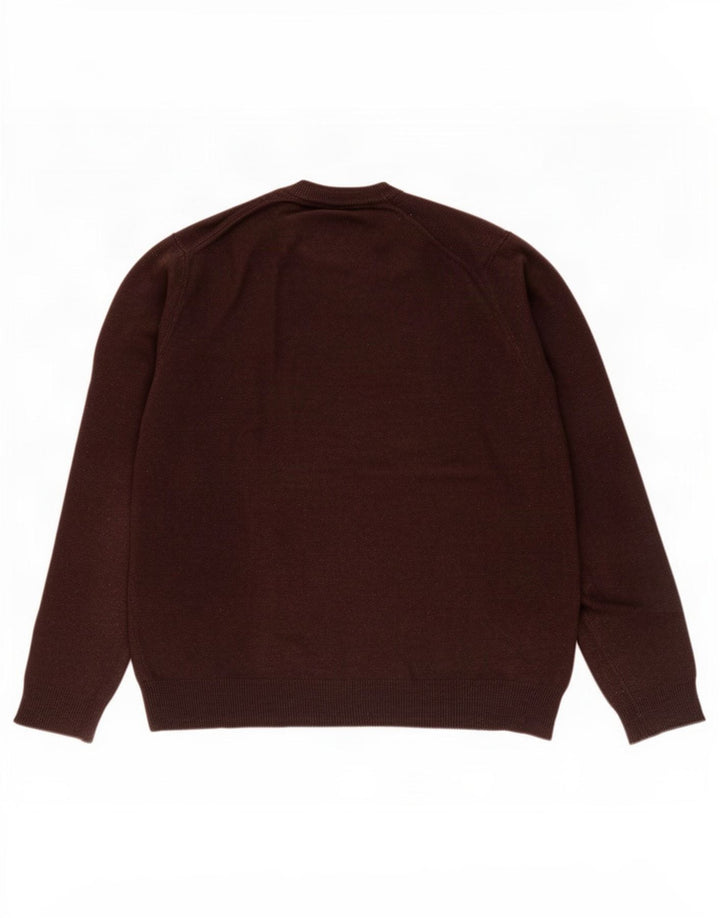 Suéter masculino Calvin Klein com gola redonda e lã marrom médio
