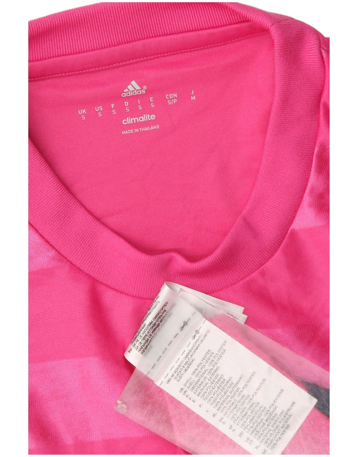 Adidas Mens Climalite Camiseta Top Pequena Listrada Rosa Poliéster