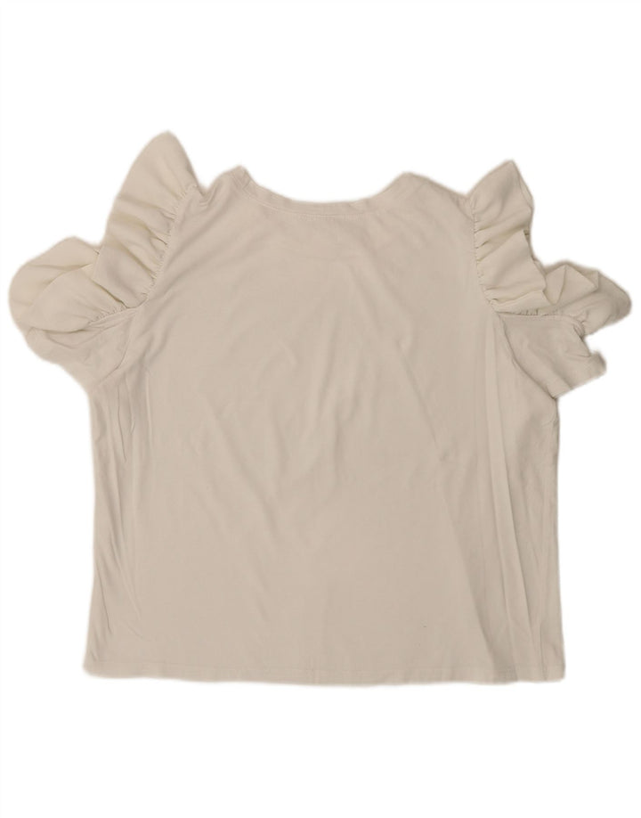 Zara Blusa Crop Feminina Top UK 16 Grande Branco