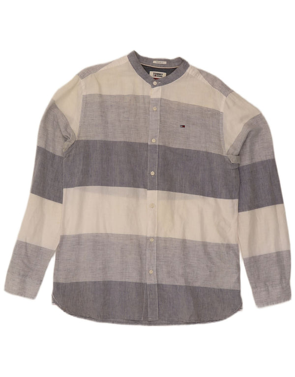 Camisa masculina Tommy Hilfiger Regular Fit grande linho listrado multicolorido