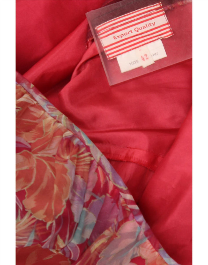Vestido maxi feminino VINTAGE manga 3/4 IT 42 poliéster floral vermelho médio