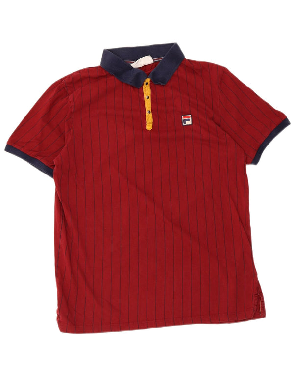 Camisa polo masculina Fila médio algodão listrado marrom