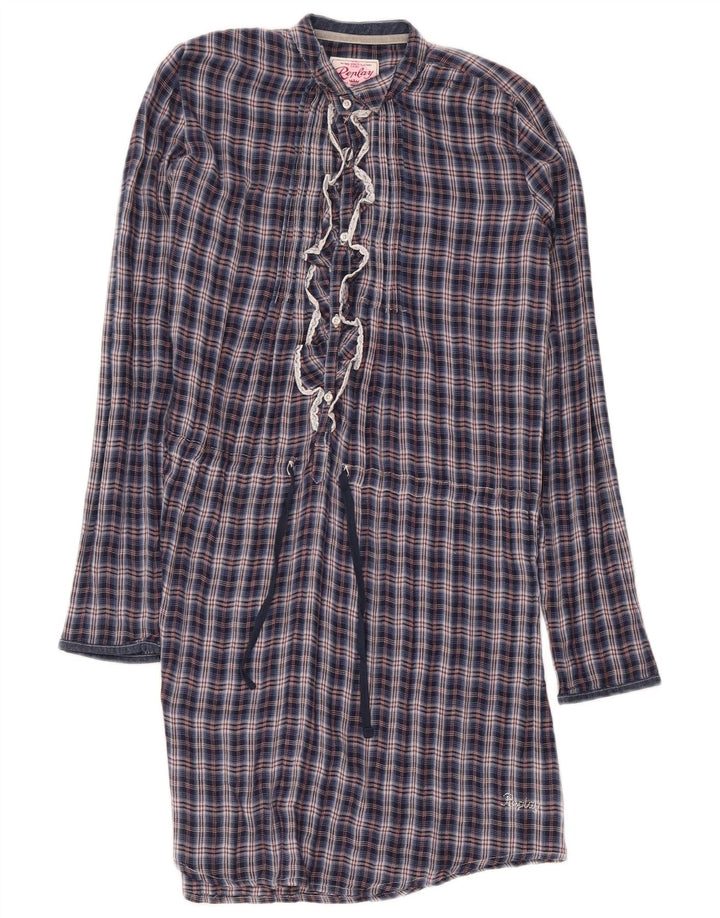 Replay Vestido feminino com babados na frente e pulôver shift 13-14 anos azul marinho xadrez
