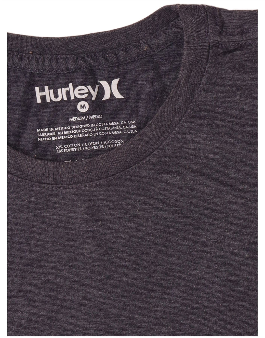 Camiseta masculina Hurley Top médio algodão azul marinho