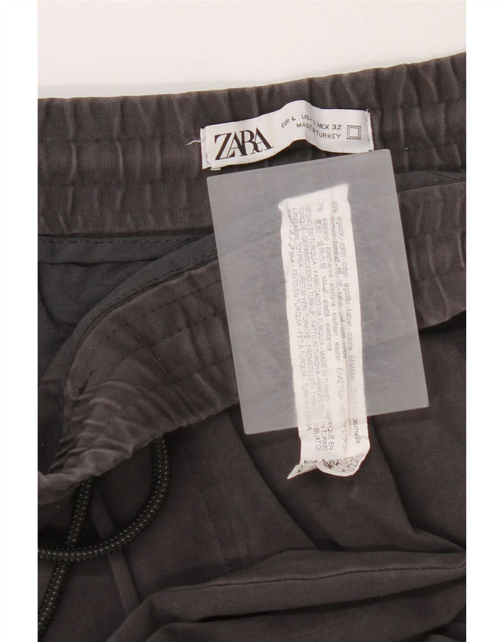 Zara Calça masculina cortada com pegged W32 L25 algodão cinza