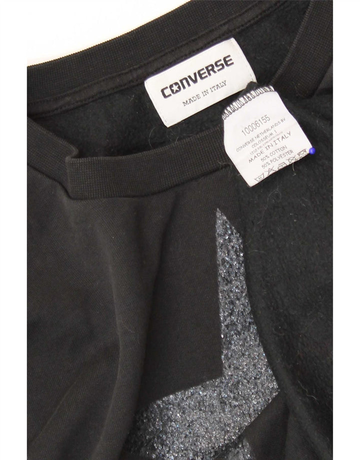 Converse feminino gráfico oversized moletom jumper UK 10 pequeno preto