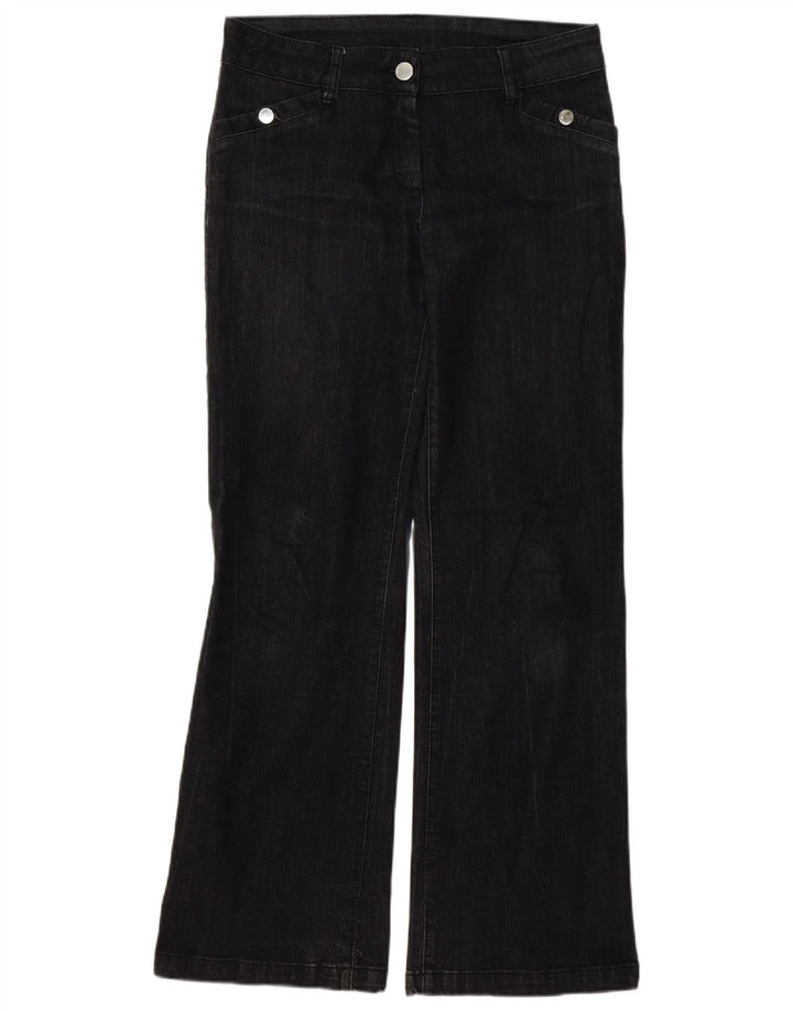 Calça jeans feminina WALLIS Bootcut UK 12 médio W32 L32 algodão preto