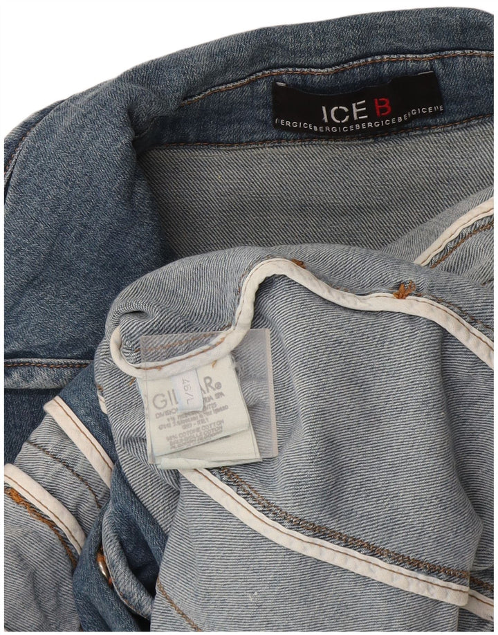 Jaqueta jeans feminina Iceberg manga 3/4 IT 46 grande algodão azul