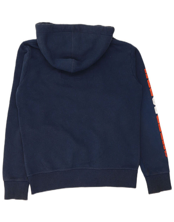 Suéter masculino Superdry com capuz e zíper gráfico grande algodão azul marinho
