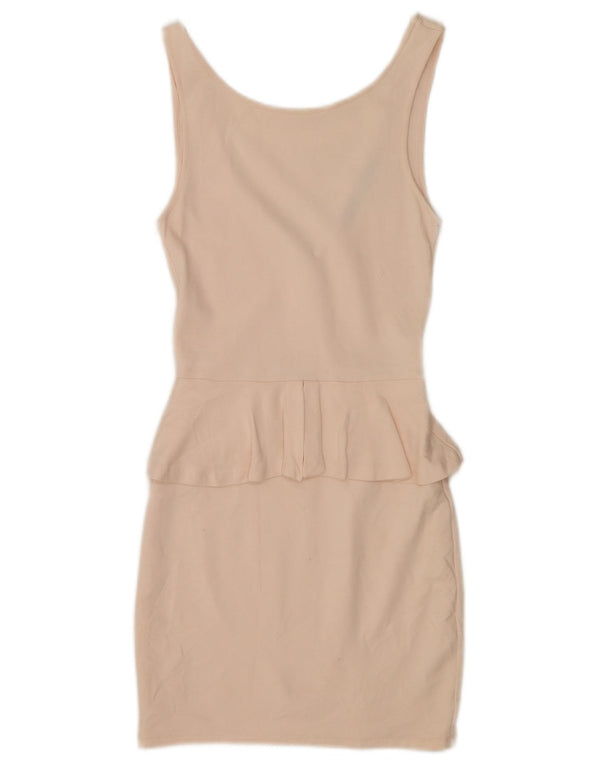 Vestido feminino Zara Trafaluc sem mangas Peplum Reino Unido 8 pequeno rosa