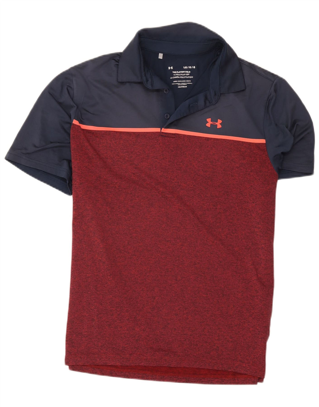Camisa polo masculina Under Armour grande poliéster colorblock cor de vinho