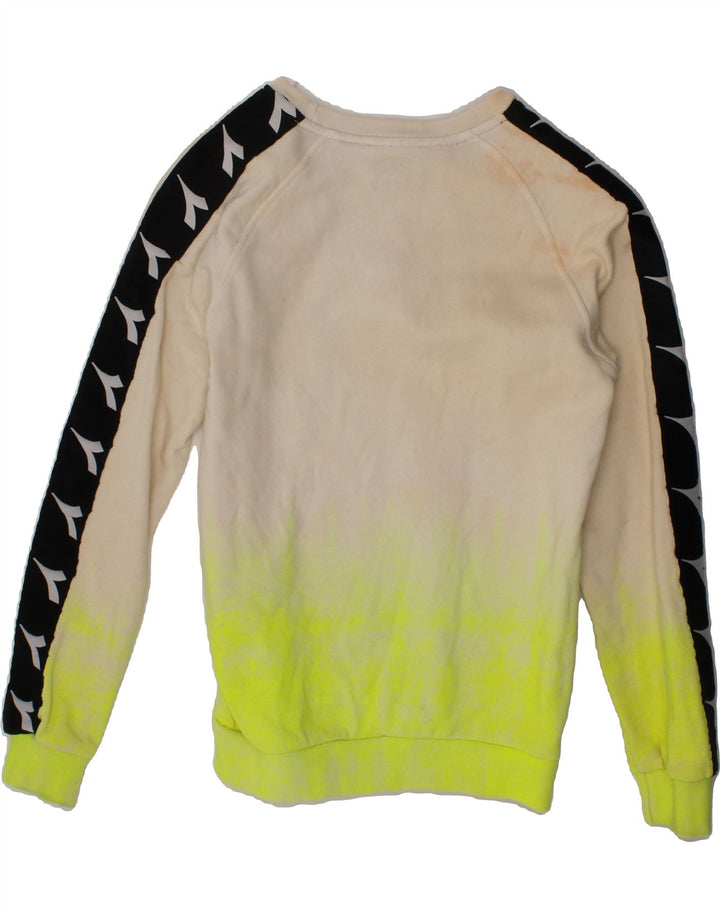 DIADORA Girls Graphic Sweatshirt Jumper 9-10 Years White Colourblock Vintage Diadora and Second-Hand Diadora from Messina Hembry 