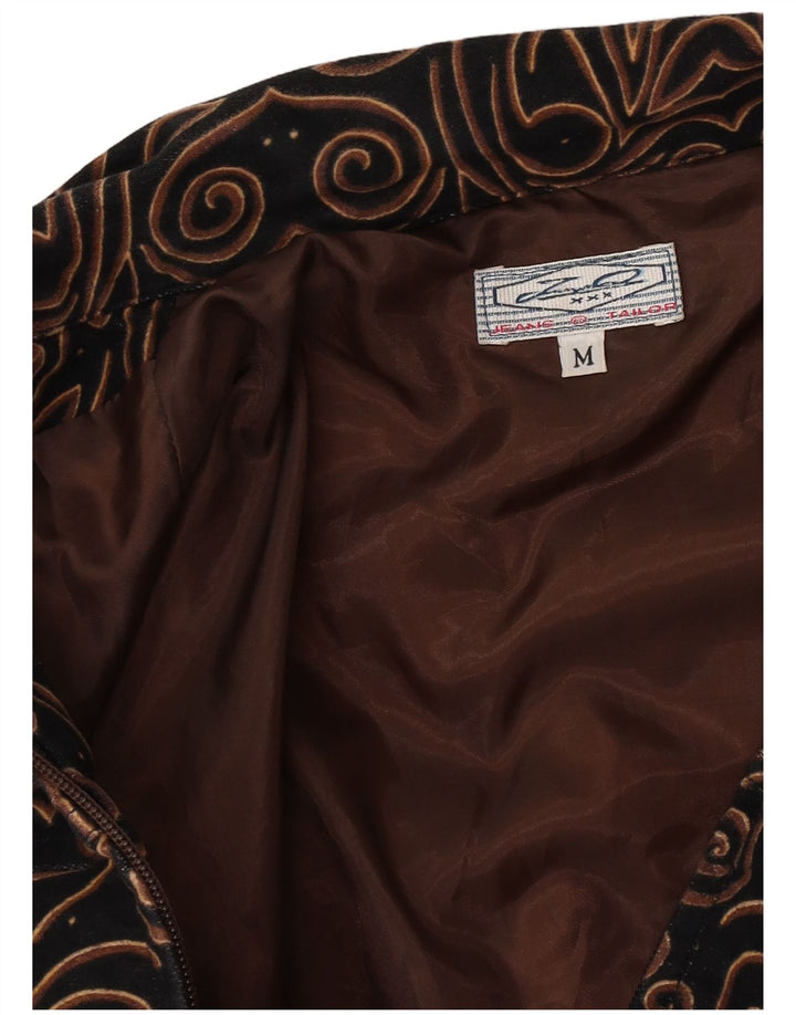 Jaqueta utilitária feminina vintage Reino Unido 14 médio preto Paisley
