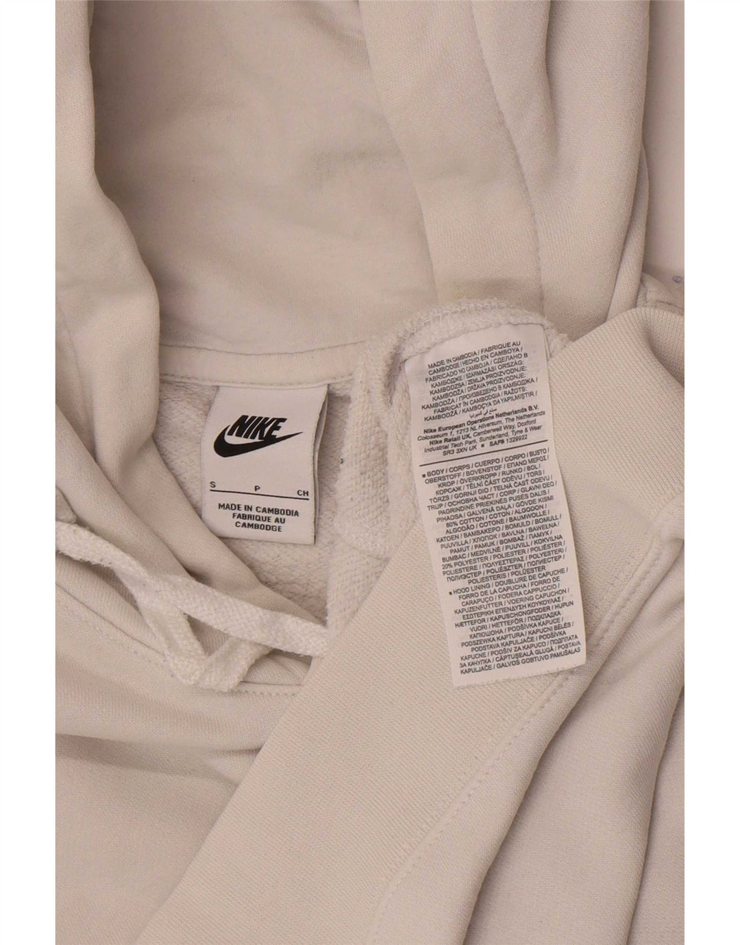 Nike Mens Hoodie Jumper Pequeno Algodão Branco