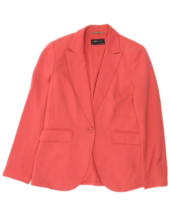 Jaqueta blazer feminina Marks & Spencer com 1 botão Reino Unido 12 poliéster rosa médio
