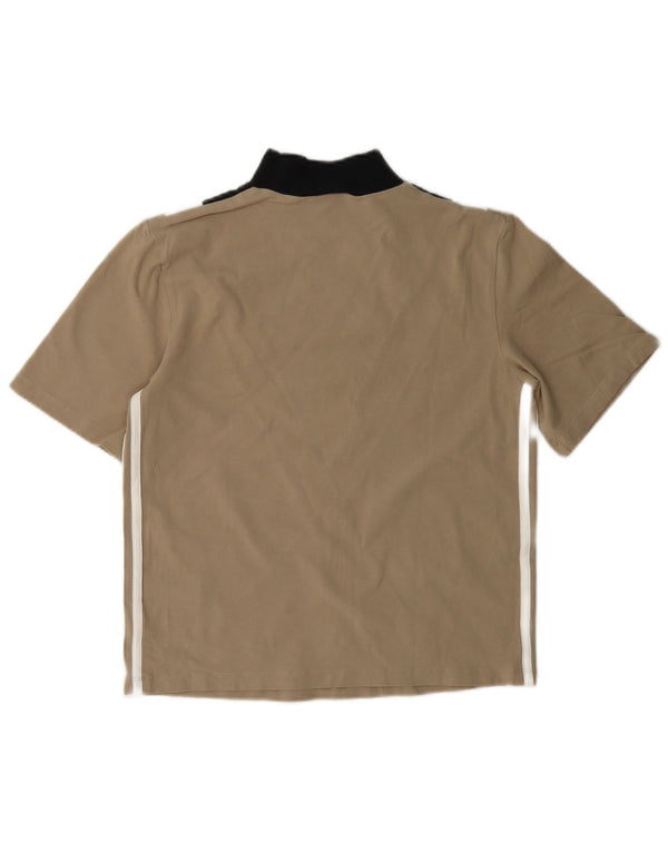 Camiseta feminina gráfica Adidas UK 8 pequena bege colorblock algodão